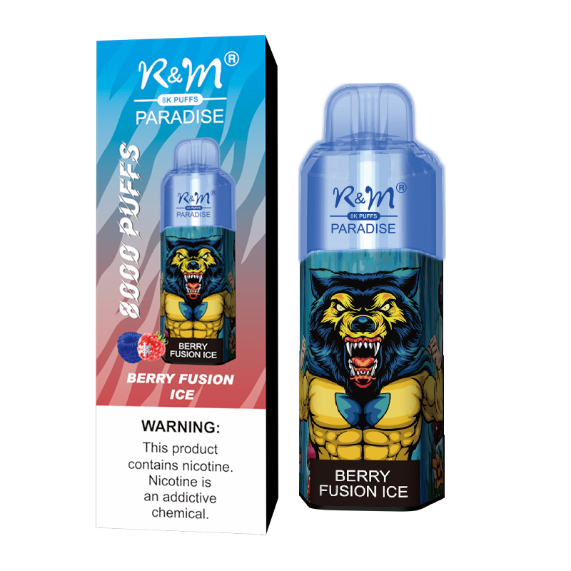 Fábrica original de malla de malla al por mayor RGB Luz 2% 5% Salt Nicotina Vape Vape 8K Puffs Randm R&M Paradise
