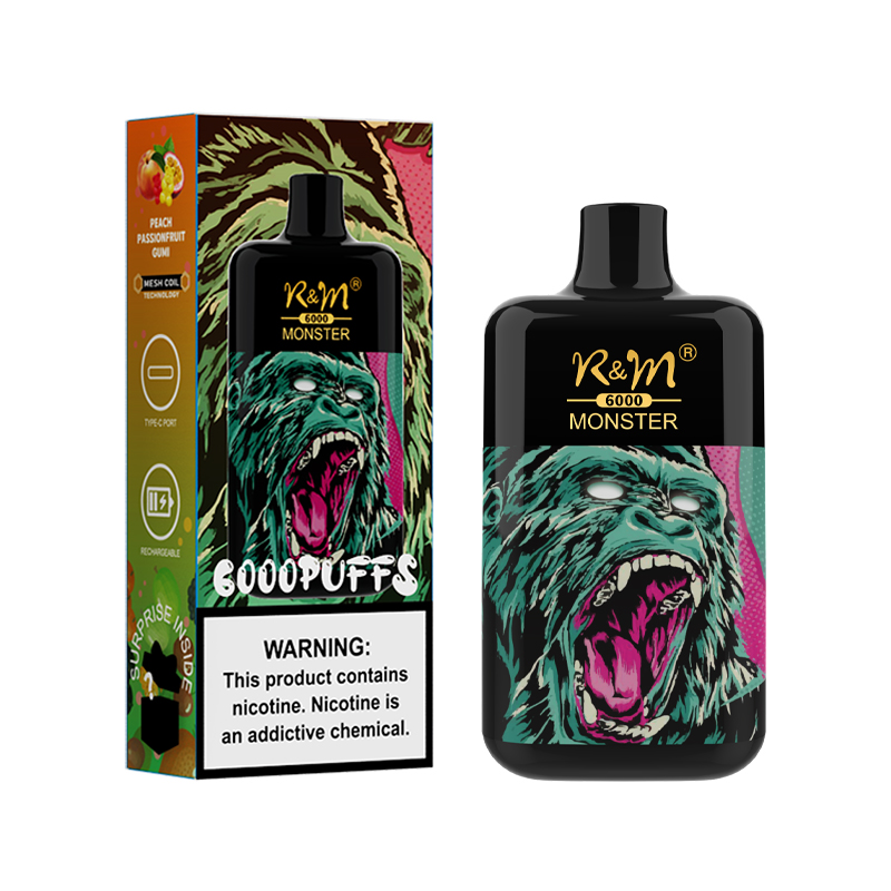 Original UK EE. UU. Mayorista 6000puffs Disposable Vape Randm Monster Mesh Coil Ecigarette personalizado de marca personalizada 
