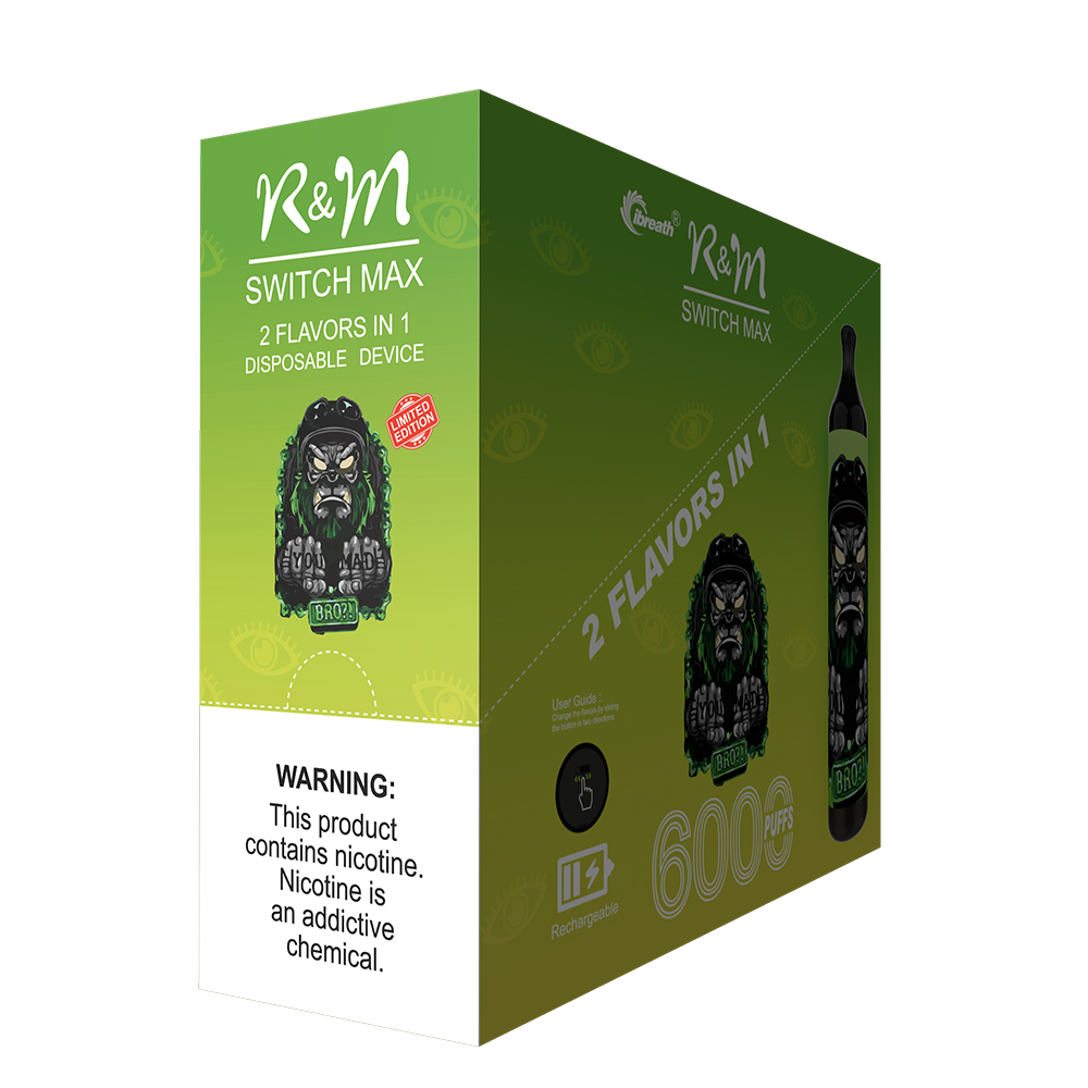 Switch de interruptor R&M Sabores de interruptor máximo Distribuidor de vape de batería recargable