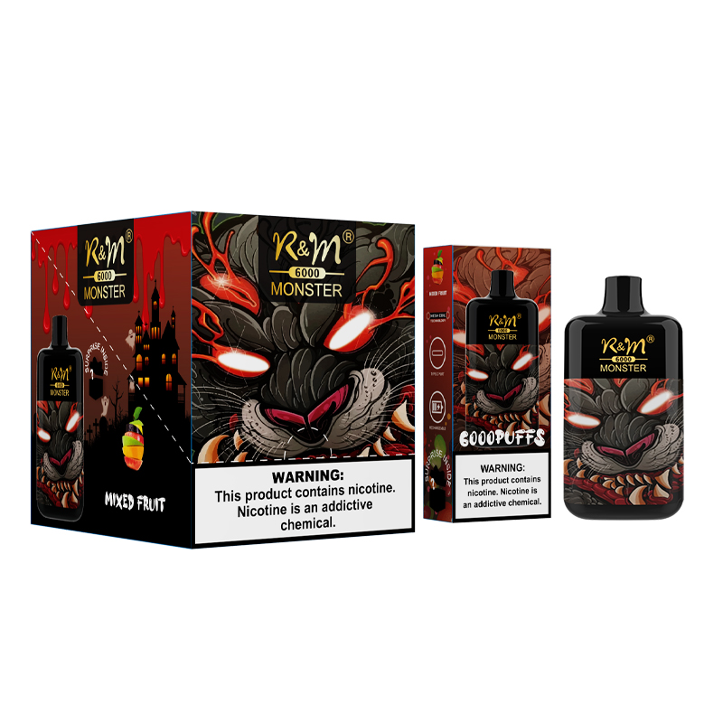 R&M Monster 6000puffs 13ml E Liquid 12 Skavors Version Box Box Vape Mesh Tipo-C Recargable Hyde Vape desechable V5 al por mayor